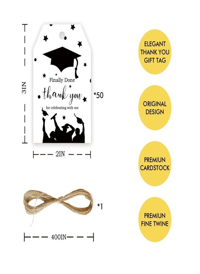FORSHEEP 50pcs Graduation Thank You Tags, Congrats Grad Gift Tag with String for Graduation Party, Class of 2026 Thank You Paper Tags for Grad Party Favors - Image 2